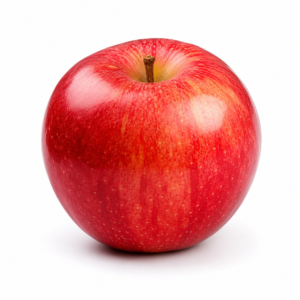 Fresh red apple isolated on a clean white background, showcasing its natural color, smooth surface, and premium farm quality